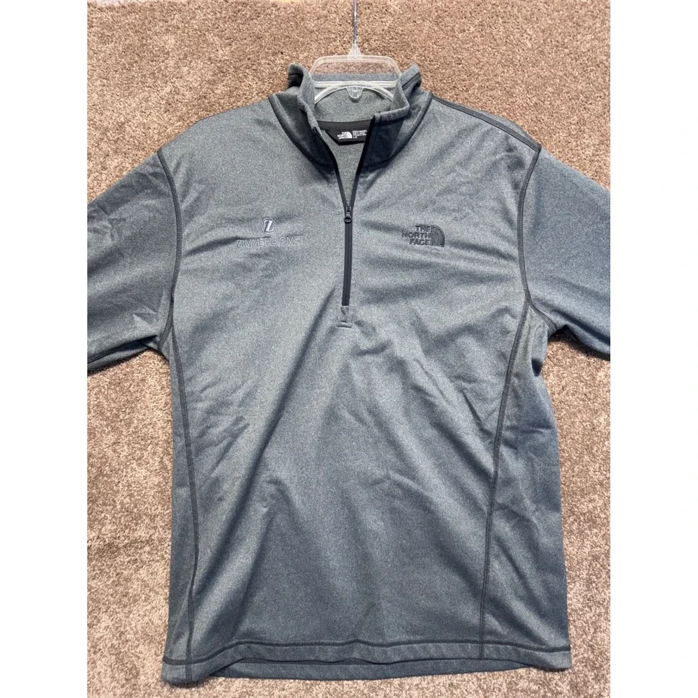 The North Face‎ Mens Large Gray Quarter Zip Pullover Zimmer Biomet Embroidered
